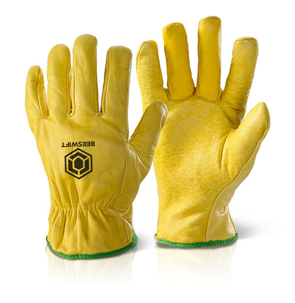 Beeswift Quality Lined Drivers Gloves Yellow Size L QLDGNL
