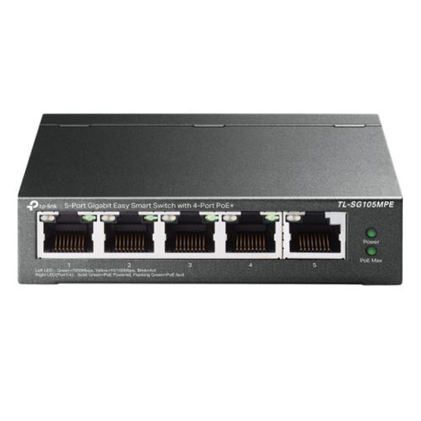 Tp-Link TL-SG105MPE 5-Port Gigabit Easy Smart Switch With 4-Port Poe+ Steel Case TL-SG105MPE