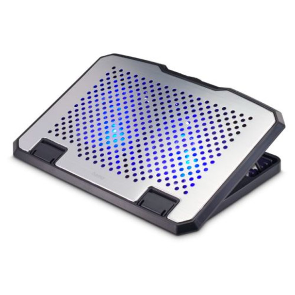 Hama Aluminium Quiet Laptop Cooler Tiltable 2 Blue Led Fans Up To 15.6" Laptops 00126807