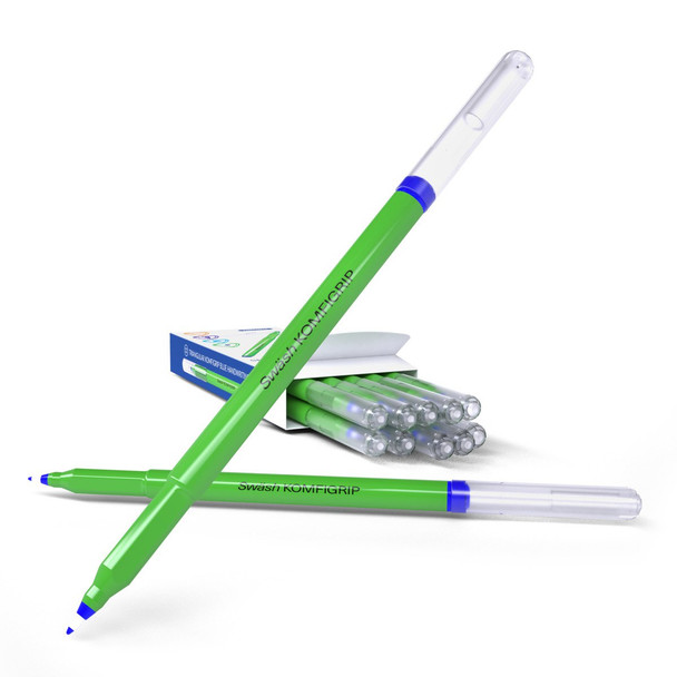 Swash Komfigrip Triangular Grip Handwriting Pens for Left Or Right Handed Blue P THW12BU