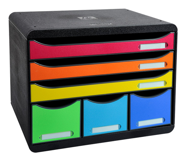 Exacompta Store Box Maxi 6 Drawer Set Open Black/Harlequin 306798D