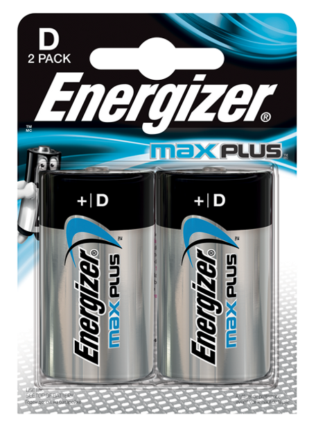 Energizer Max Plus D Alkaline Batteries Pack 2 E302306601