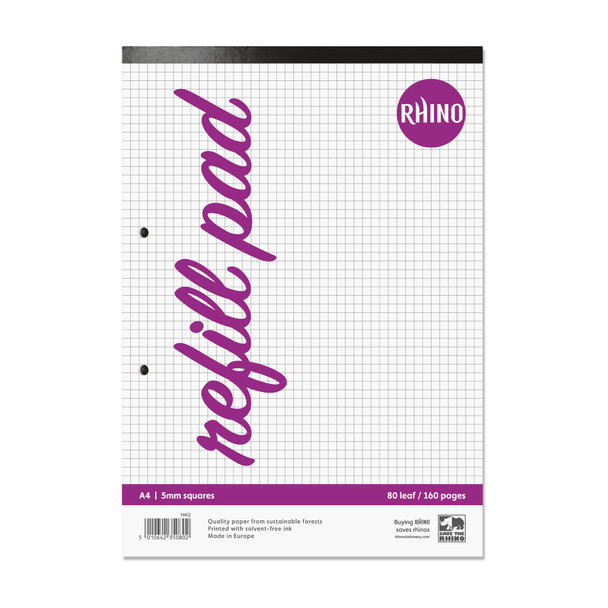 Rhino A4 Refill Pad 160 Page 5Mm Squared Pack 6 - HAQ-6 HAQ-6 Rhino A4 Refill Pad 160 Page 5Mm Squared Pack 6 - HAQ-6 HAQ-6
