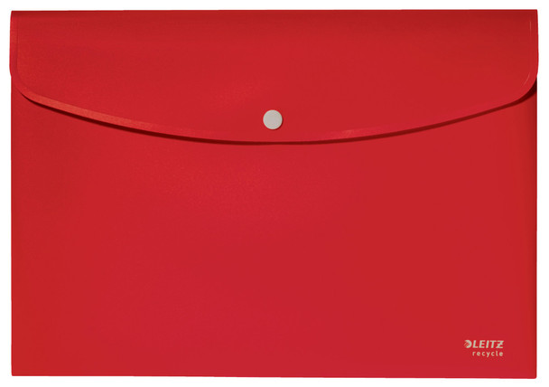 Leitz Recycle Polypropylene Document Wallet With Push Button Closure Red 4678002 46780025