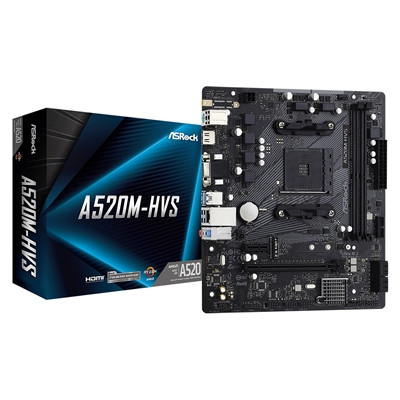 Asrock A520M-HVS Amd Socket Am4 Micro Atx Vga/Hdmi M.2 Usb 3.2 Gen1 Motherb A520M-HVS