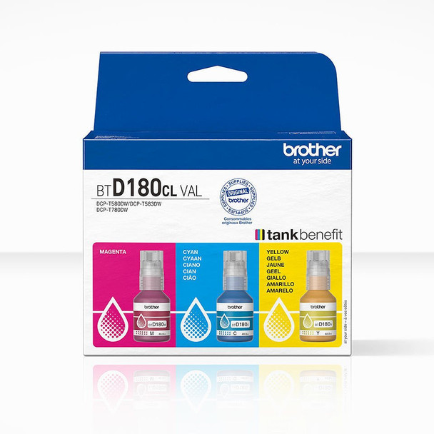 Brother Cyan Magenta Yellow Ink Cartridge Colourpack 5K Pages Each - BTD180CLVAL BTD180CLVAL