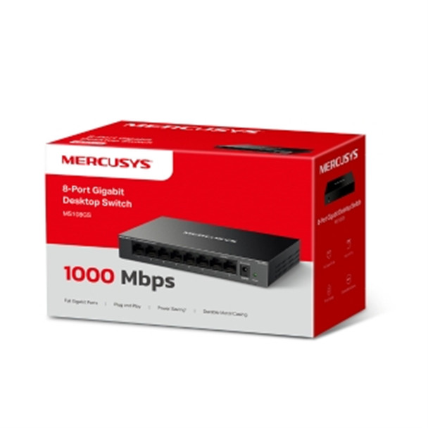 Mercusys MS108GS 8 Port Gigabit Ethernet Network Switch Steel Case MS108GS
