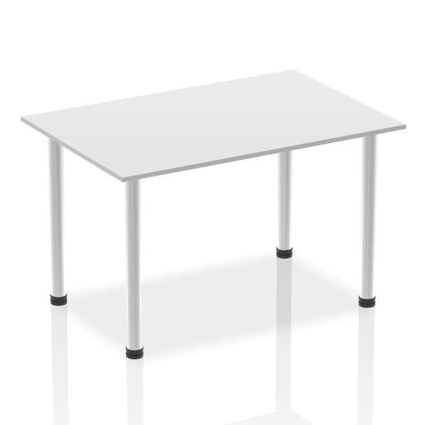 Impulse 1400Mm Straight Table White Top Brushed Aluminium Post Leg I003640 I003640 Impulse 1400Mm Straight Table White Top Brushed Aluminium Post Leg I003640 I003640