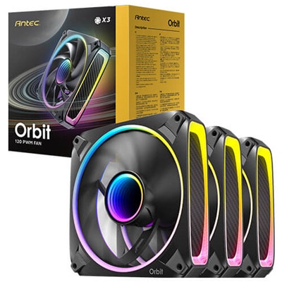 Antec Orbit 120 Argb 120 Mm Pwm Fan Triple Pack  - 120 Mm X 28 Mm Fluid Dynamic 0-761345-40059-6