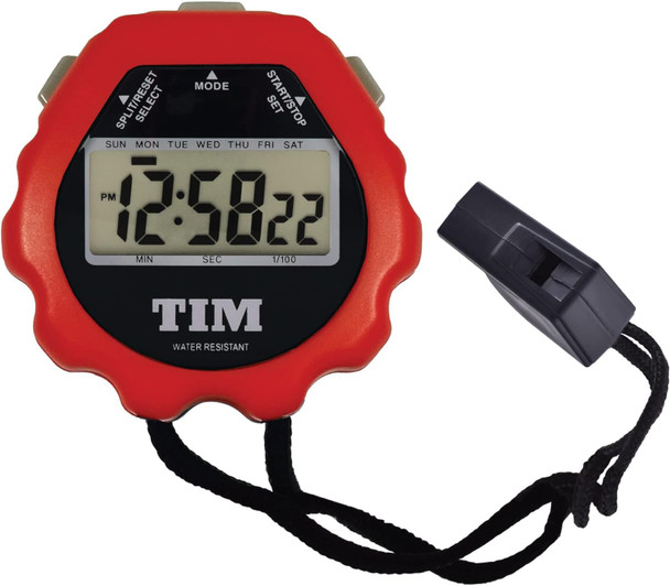 Acctim Sprint Water Resistant Stopwatch Red With Lanyard And Whistle - TIM901R TIM901R Acctim Sprint Water Resistant Stopwatch Red With Lanyard And Whistle - TIM901R TIM901R