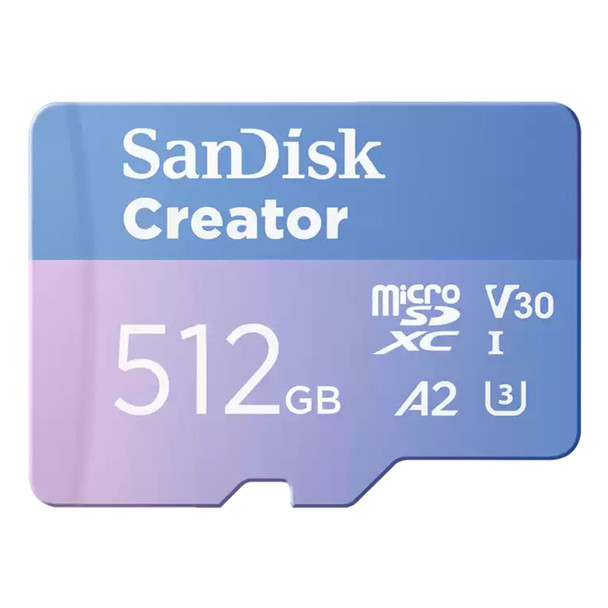 SanDisk Creator 512 GB MicroSDXC Class 10 UHS-I 190 MB/s 130 MB/s SDSQXAV-512G-GN6MS