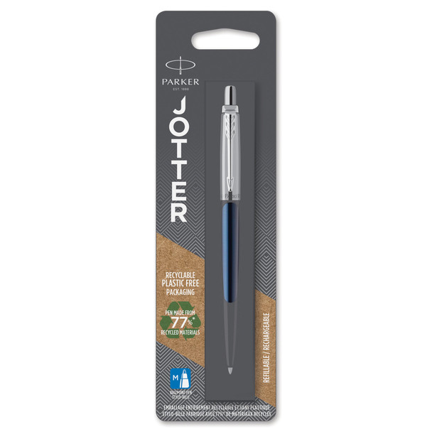 Parker Jotter Ballpoint Pen Blue/Chrome Barrel Blue Ink 1953209