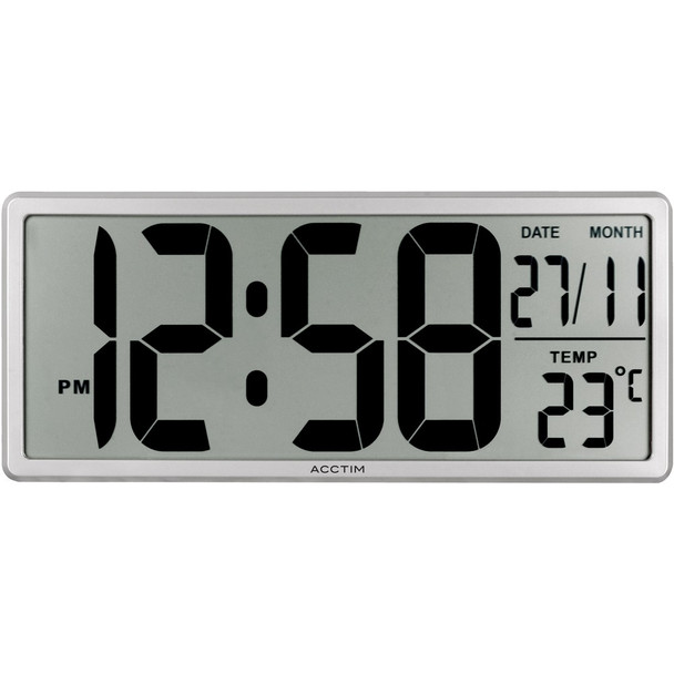 Acctim Date Keeper Jumbo Lcd Digital Wall Or Desk Clock With Autoset Silver - 22 22357 Acctim Date Keeper Jumbo Lcd Digital Wall Or Desk Clock With Autoset Silver - 22 22357