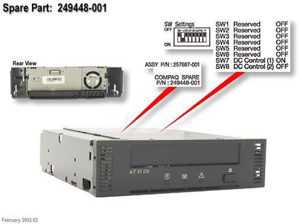 Hewlett Packard Enterprise 249448-001 DRV.TAPE.AIT35.IDE.CBN 249448-001