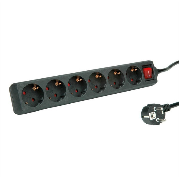 Roline 19.07.1075 Power Strip. 6x. with Switch. 19.07.1075
