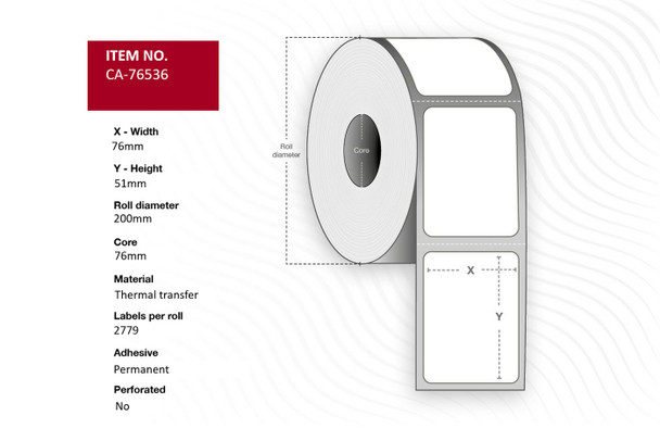 Capture CA-76536 Label 76 x 51mm. Core 76mm. CA-76536