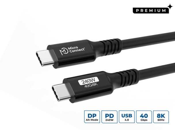MicroConnect USB4CC15-240W Premium USB4 USB-C cable 1.5m USB4CC15-240W