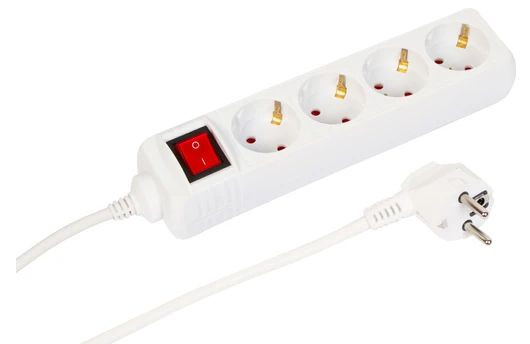 MicroConnect MC-GRU00415WS 4-way Scho Power Strip MC-GRU00415WS