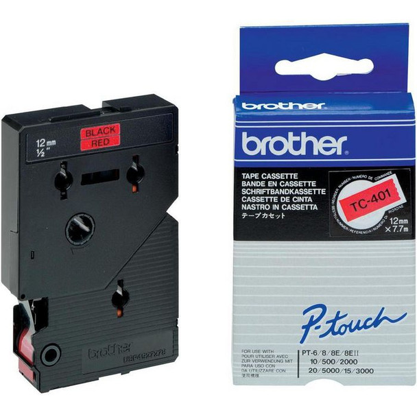 Brother TC401 PTOUCH 12MM RED BLACK TC401