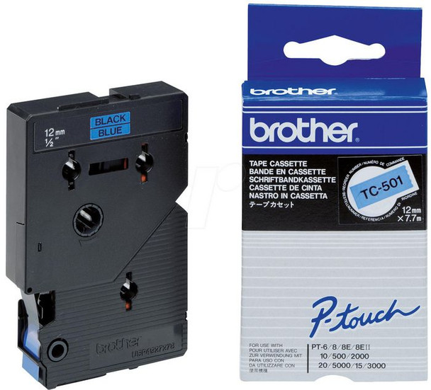 Brother TC501 Gloss Laminat 12mm. Black/Blue TC501