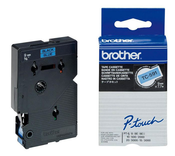 Brother TC591 Gloss Laminat 9mm. Black/Blue TC591