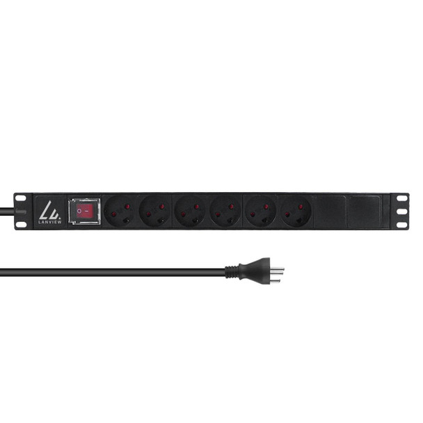 Lanview LVR-3MDK-SW-DK6 19'' rack mount power strip. LVR-3MDK-SW-DK6