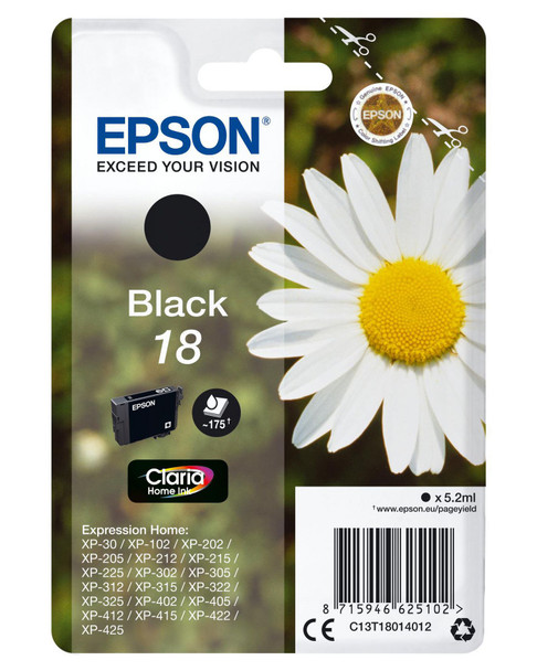 Epson C13T18014012 18 ink cartridge black C13T18014012