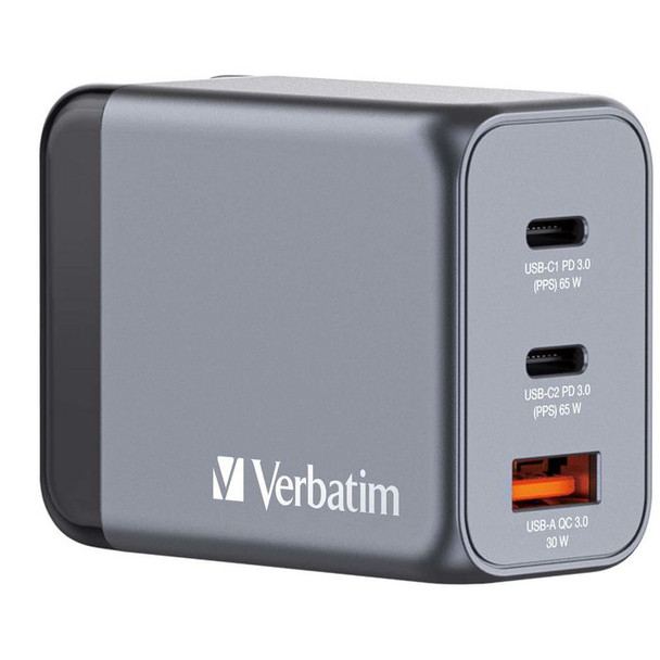 Verbatim 32201 GNC-65 GaN Charger 65W with 2 32201