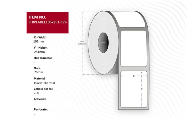 Capture SHIPLABEL105X251-C76 Ship-label 105 x 251mm. Core SHIPLABEL105X251-C76