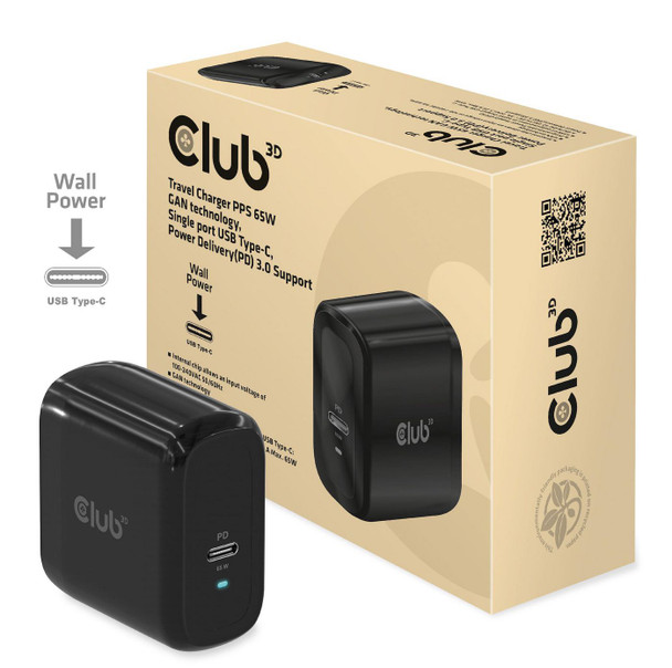 Club3D CAC-1905EU Travel Charger 65W Gan CAC-1905EU