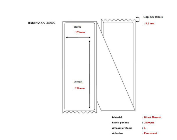 Capture CA-LB7000 Ship-label 105 x 220mm. CA-LB7000