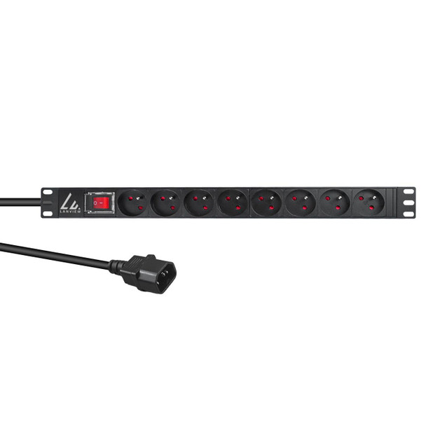 Lanview LVR-2MSCH-SW-C13-8 19'' rack mount power strip. LVR-2MSCH-SW-C13-8