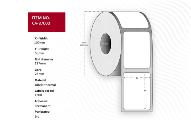 Capture CA-87000 Label 100 x 50mm Core 25mm. CA-87000