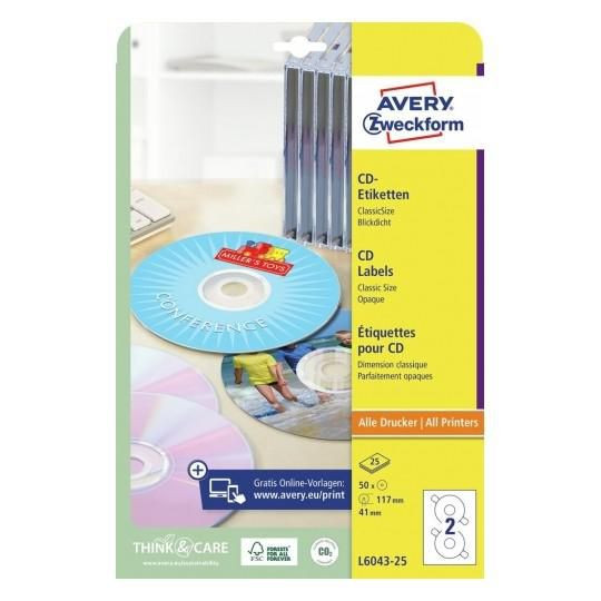 Avery L6043-25 Self-Adhesive Label Round L6043-25