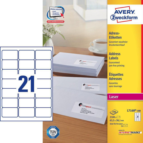 Avery L7160-100 Self-Adhesive Label Rounded L7160-100