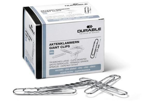 Durable 122725 Paper Clip Metal 100 PcS 122725