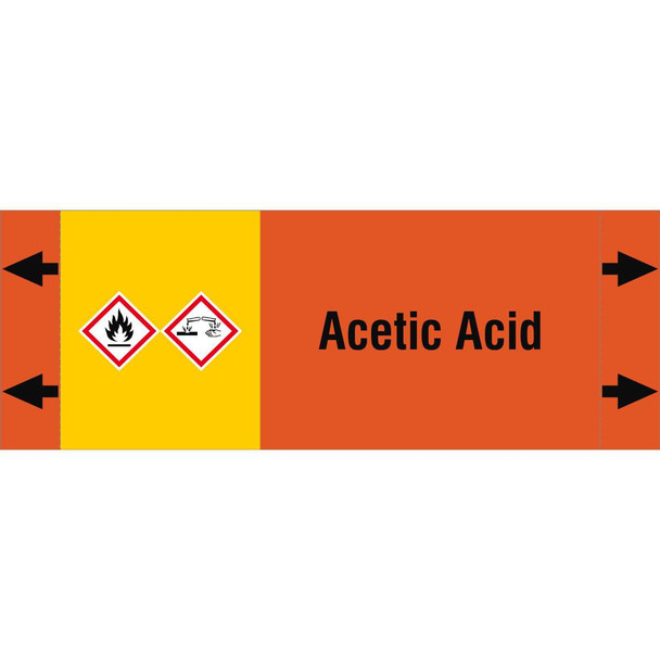 Brady ISO20560PM-165X60-ACETIC ACID ISO 20560 Pipe Markers - Acids ISO20560PM-165X60-ACETIC ACID