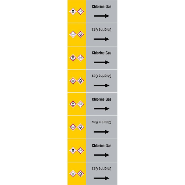 Brady ISO20560PM-135X500-CHLORINE GAS ISO 20560 Pipe Markers - Gas ISO20560PM-135X500-CHLORINE GAS