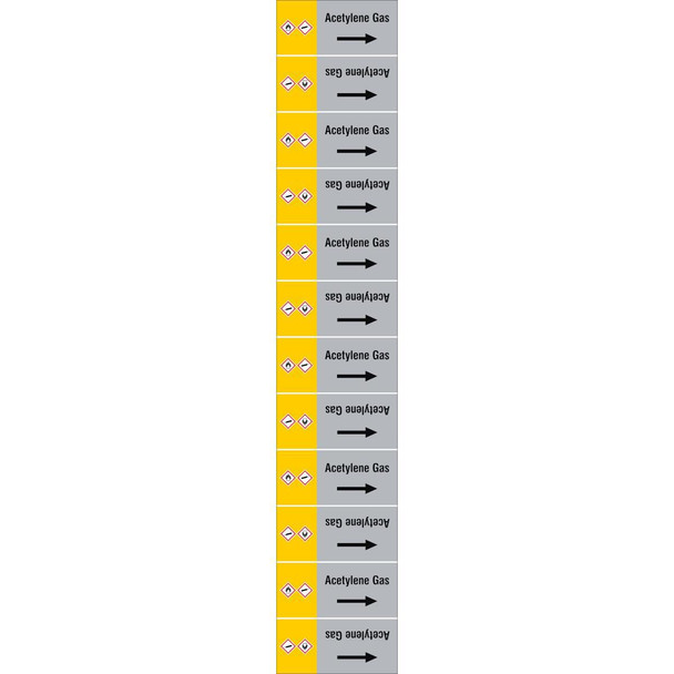Brady ISO20560PM-180X1000-ACETYLENE GAS ISO 20560 Pipe Markers - Gas ISO20560PM-180X1000-ACETYLENE GAS