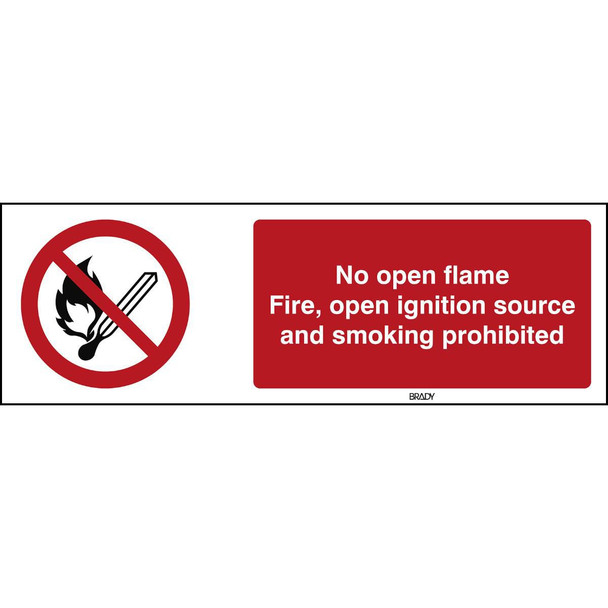 Brady STEN P003-150X50-PE-CRD/1 ISO 7010 Sign - No open flame STEN P003-150X50-PE-CRD/1