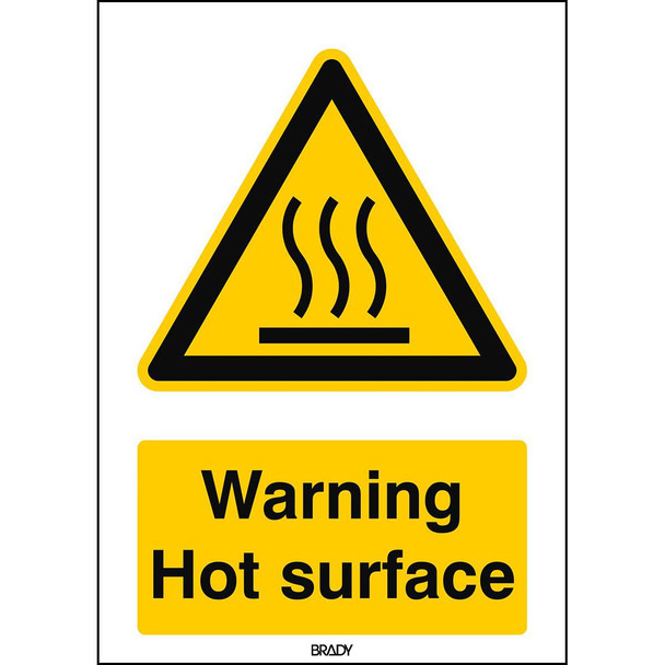 Brady STEN W017-148X210-PE-CRD/1 ISO 7010 Sign - Warning Hot STEN W017-148X210-PE-CRD/1