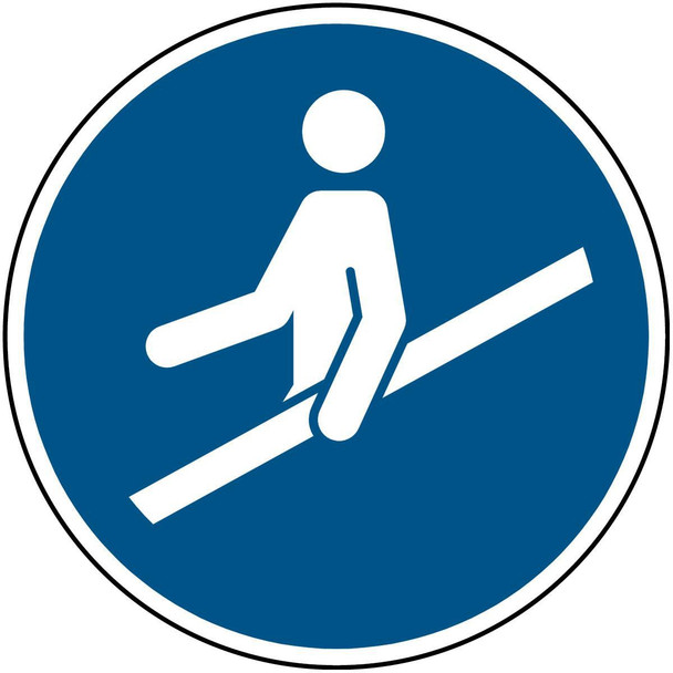 Brady PIC M012-DIA 100-PE-CRD/1 ISO Safety Sign - Use handrail PIC M012-DIA 100-PE-CRD/1