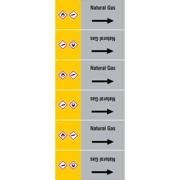 Brady ISO20560PM-135X350-NATURAL GAS ISO 20560 Pipe Markers - Gas ISO20560PM-135X350-NATURAL GAS
