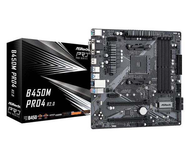 Asrock 90-MXBEG0-A0UAYZ B450M Pro4 R2.0 Amd B450 90-MXBEG0-A0UAYZ