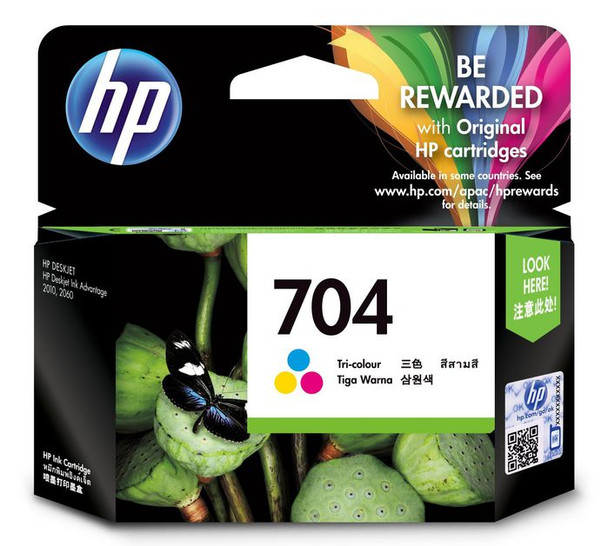 HP CN693AE 704 Tri-Color Original Ink CN693AE