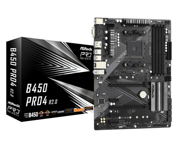 Asrock 90-MXBEE0-A0UAYZ B450 Pro4 R2.0 Amd B450 90-MXBEE0-A0UAYZ