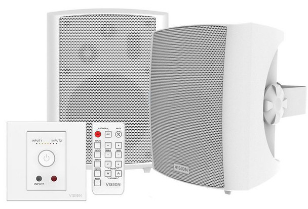 Vision TC3-AMP+SP-1800 Loudspeaker 3-Way White Wired TC3-AMP+SP-1800