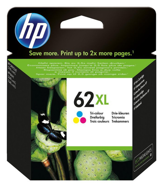 HP C2P07AE#ABE 62Xl High Yield Tri-Color C2P07AE#ABE