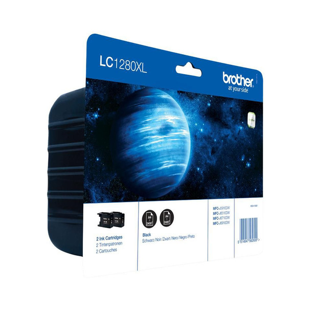 Brother LC1280XLBKBP2DR Ink Black **2-Pack** Pages LC1280XLBKBP2DR