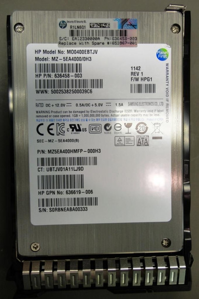 Hewlett Packard Enterprise 653967-001 400Gb SSD SATA 3GB SFF 653967-001